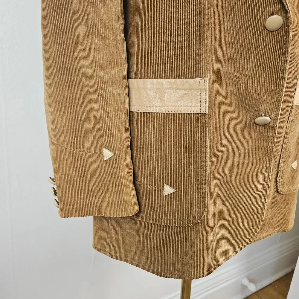 Vintage Pioneer Wear Corduroy Leather Western Sport Coat‎ Jacket Men's 42 Tan